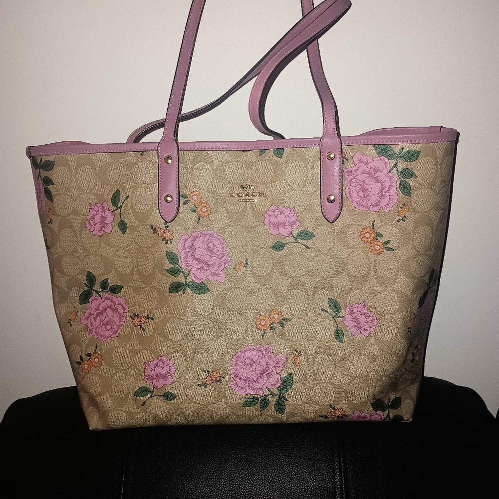 Coach reversible floral tote bah
